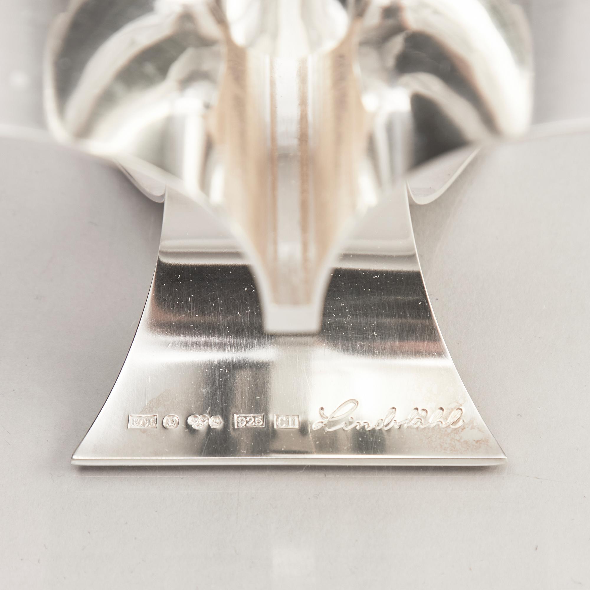 Rolf Lindståhl, sterling silver, ljusstake, Stockholm 2001.