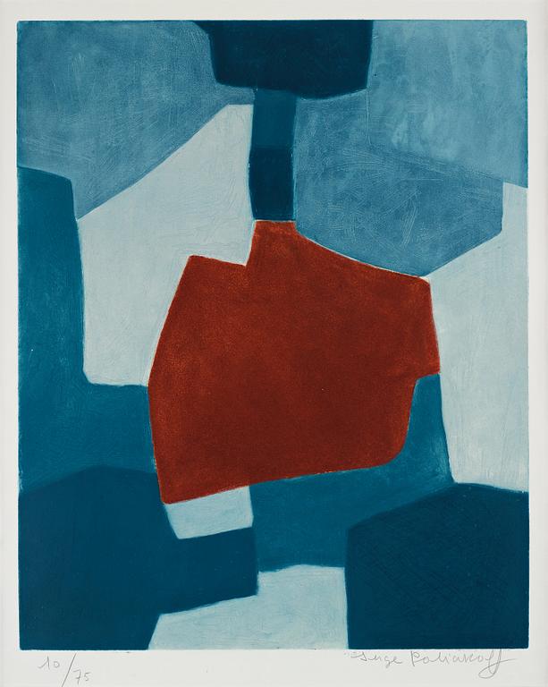 Serge Poliakoff, 'Composition bleue et rouge'.