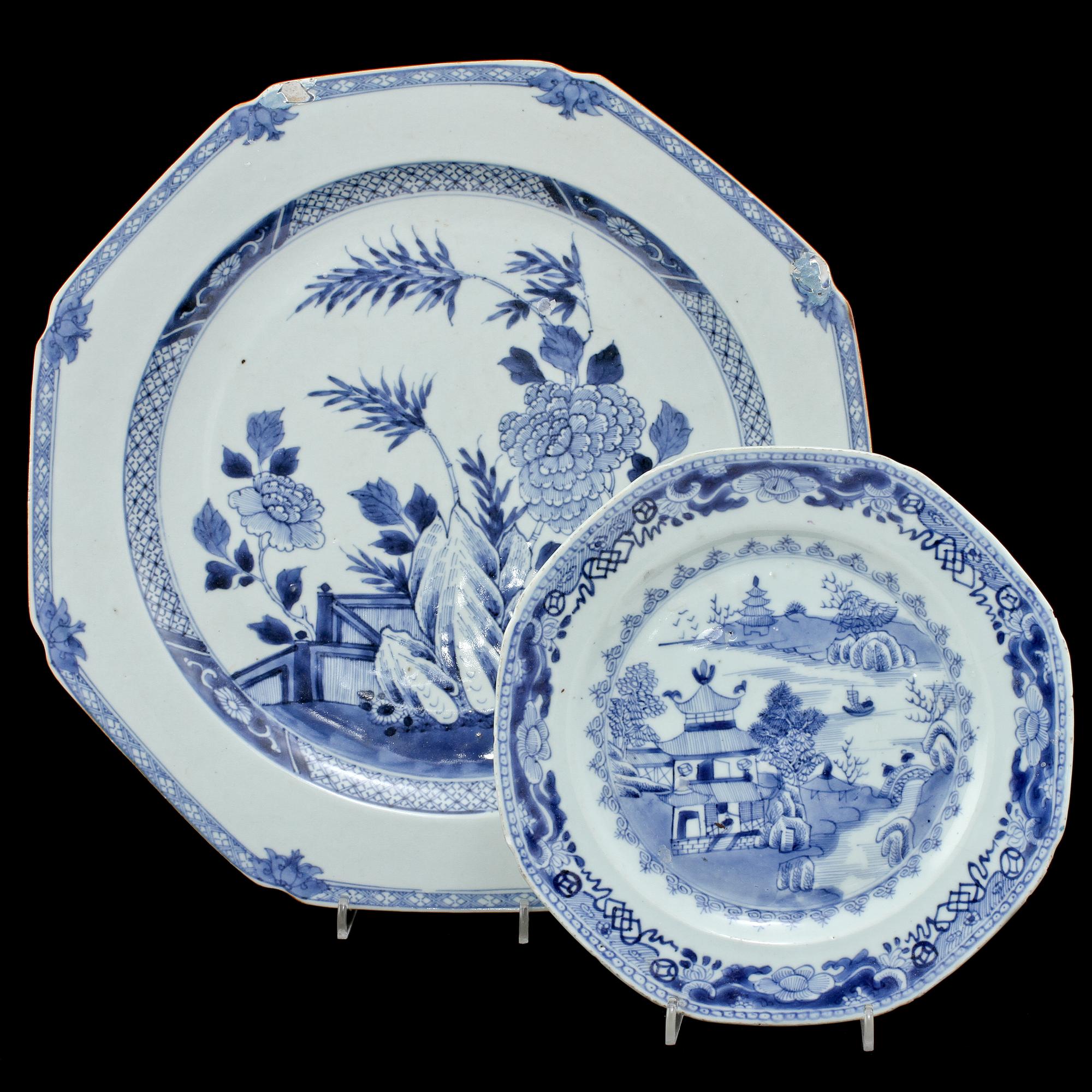 FAT samt TALLRIK, porslin, Kina, 1700/1800-tal.