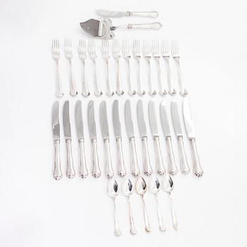 A 31-piece 'Chippendale' silver cutlery set, Finland, Hämeenlinna 1973 and Turku 1981-1986.