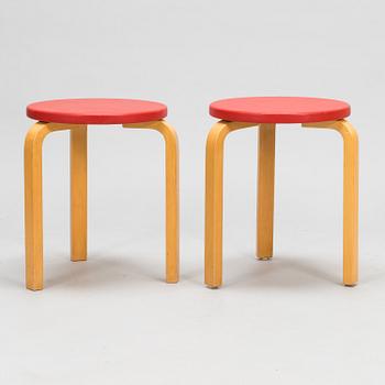 Alvar Aalto, a mid 20th century folding table, four chairs and two stools for Artek.