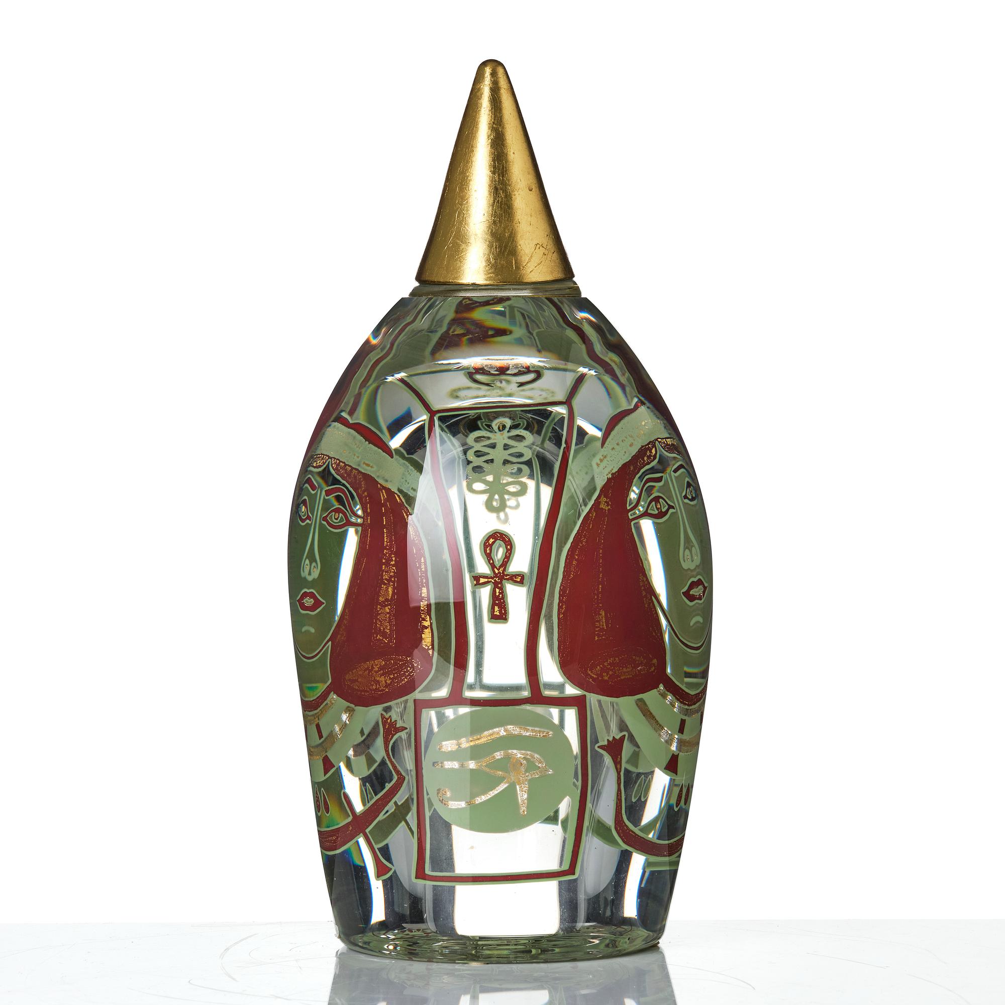Hanne Dreutler, skulptur, glas, "Queen", numrerad 30b 5/12, Studio Åhus, 1997.