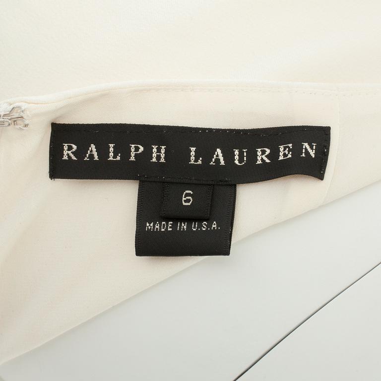 RALPH LAUREN, a pair of cremewhite and blue silk evening pants.