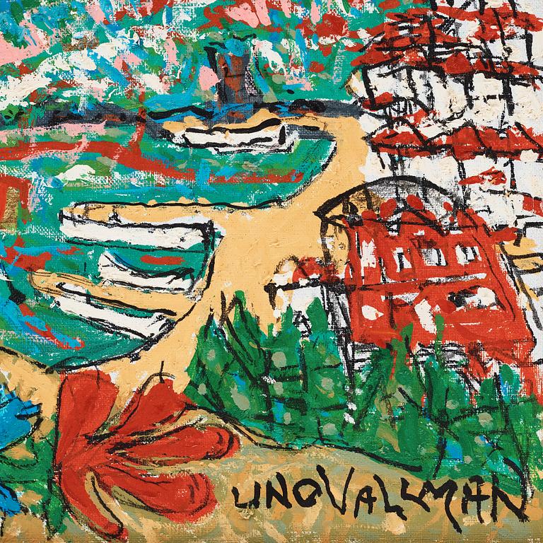 UNO VALLMAN, ola på duk, signerad.