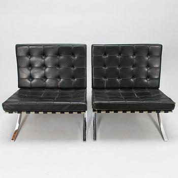 LUDWIG MIES VAN DER ROHE, fåtöljer,ett par, "Barcelona". Knoll International, sannolikt 1950-tal.