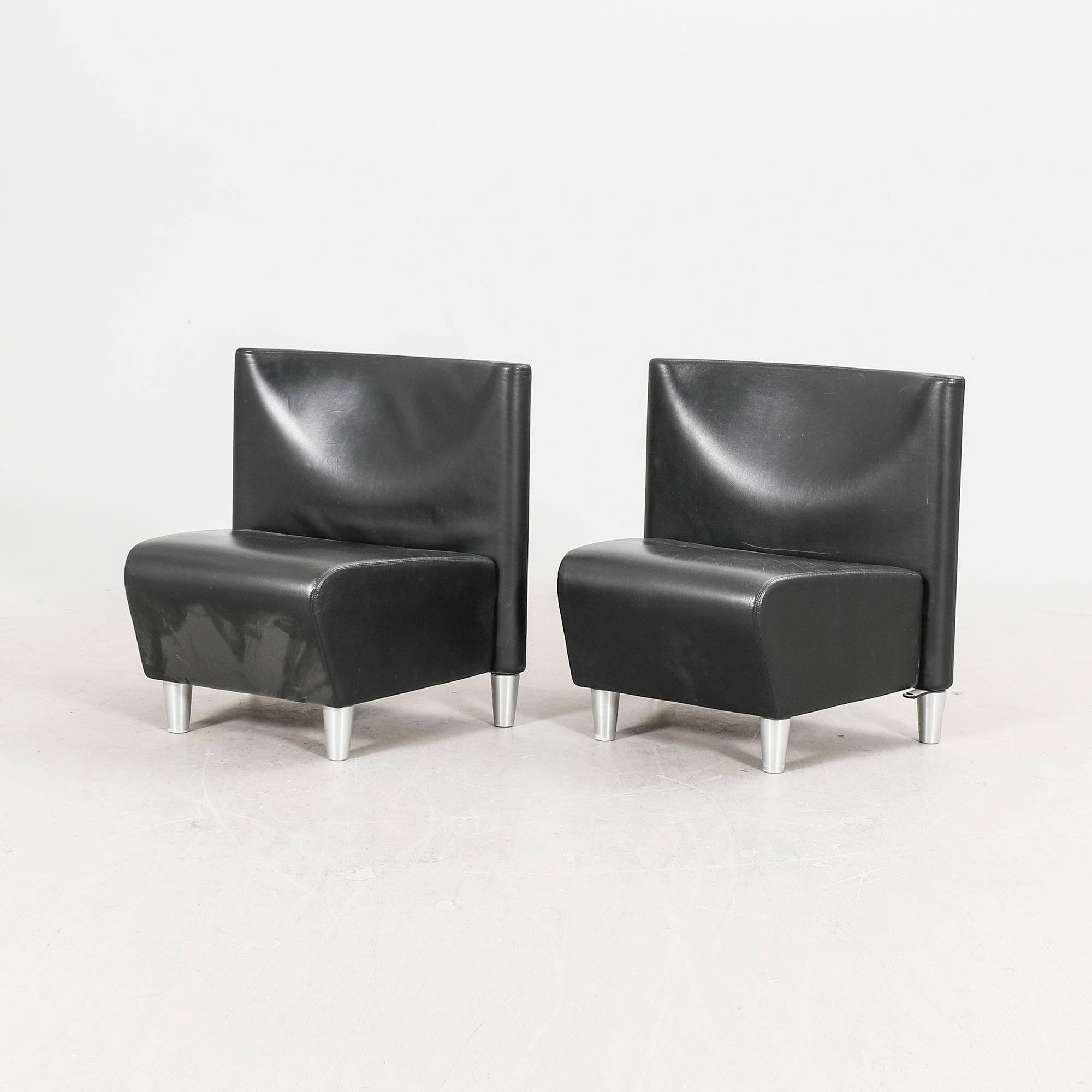 A set of eight leather easychairs by Erik Jørgensen Møbelfabrik, Svendborg, Denmark.