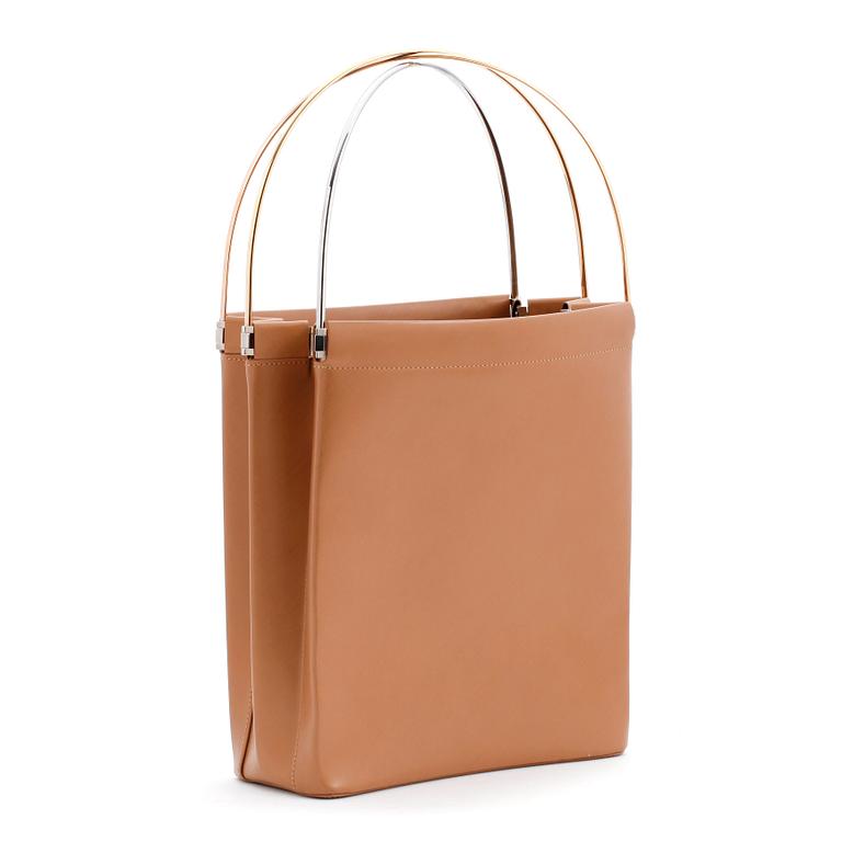 CARTIER, a beige leather handbag, "Cage".