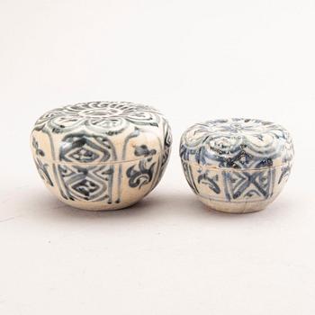 A set of two  Sawankhalok jars with cover.