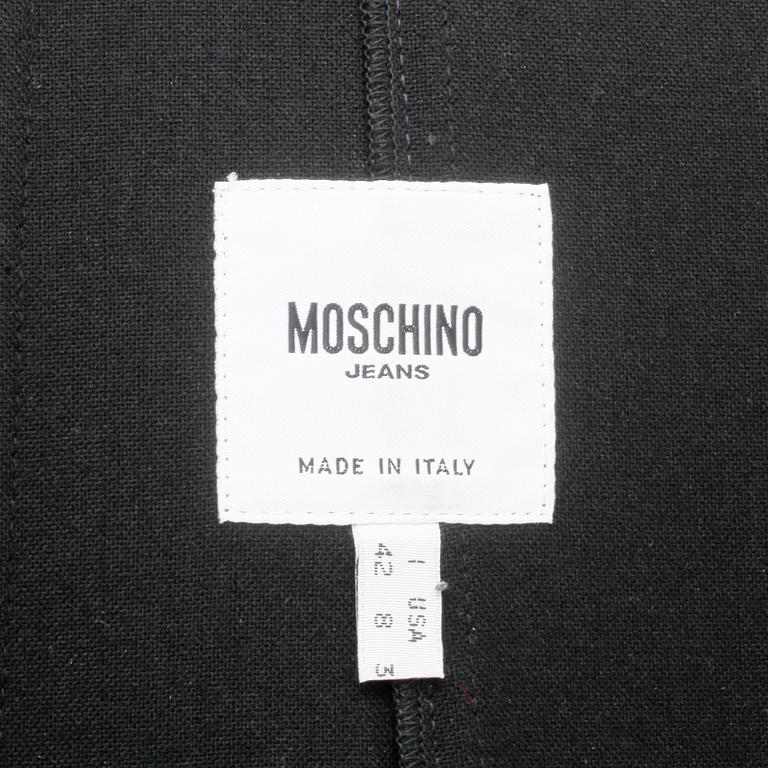MOSCHINO, a black blendmaterial coat from the 1990s. Italian size 42.