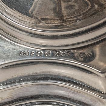 A pair of Norwegian silver candlesticks, mark of T Olsens Eftf, Bergen, Norway, Swedish import mark, 20th century.