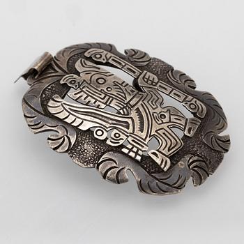 Silver necklace and brooch, South America, 1950s/60s.