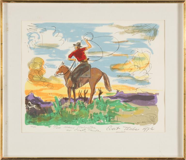 EVERT TAUBE, lithographs in colours (6), signed Evert Taube, dated -71 and numbered 62/195 with dedication in pencil.