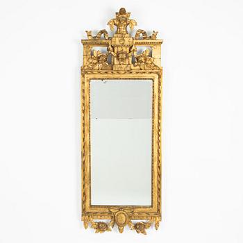 A Gustavian giltwood mirror, late 18th century.