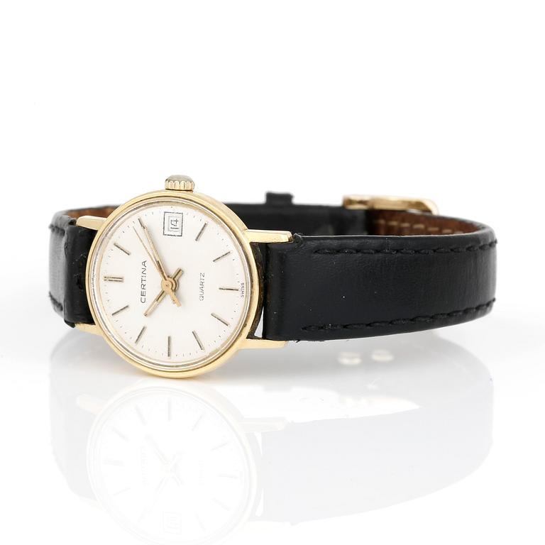 DAMARMBANDSUR, 14 k Certina, tot vikt ca 13,8 gram inkl armband.