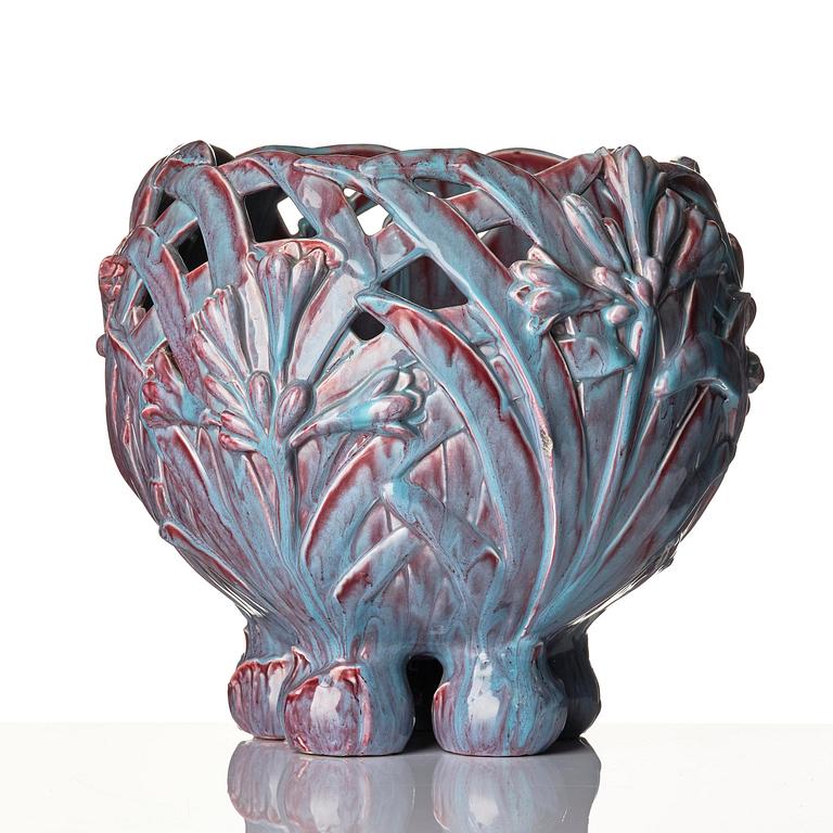Gunnar Wennerberg, a glazed ceramic flower pot, Gustavsberg, ca 1898.