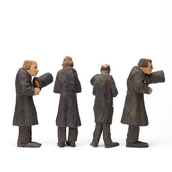 Axel Petersson Döderhultarn, AXEL PETERSSON DÖDERHULTARN, 8 pieces, sculptures, carved wood, signed with a rubber stamp, some are dated.