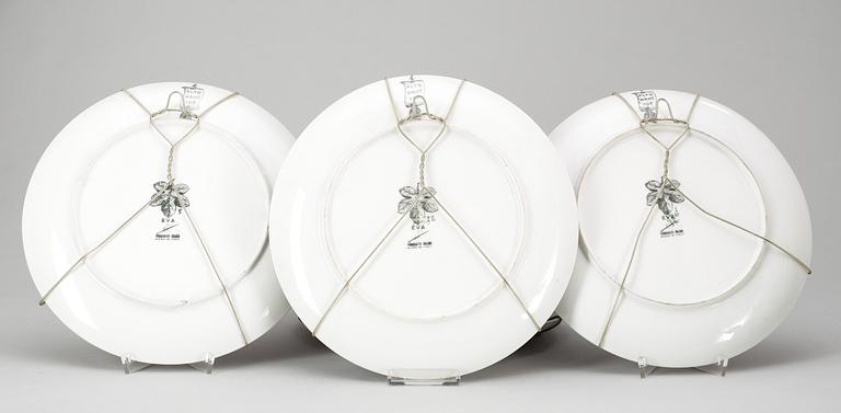 A set of twelve Fornasetti 'Eva' porcelain plates, Milano, Italy.