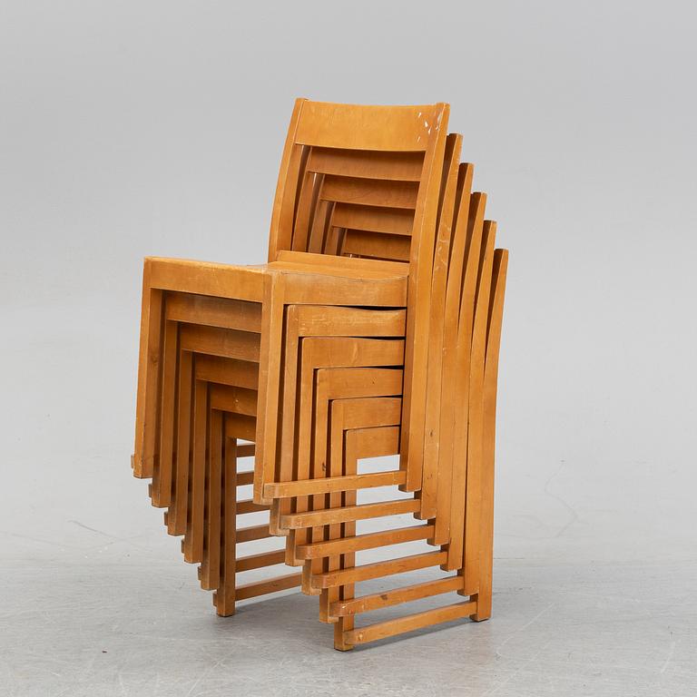 A set of six birch chairs, 'Orkesterstolen', designed by Sven Markelius, mid 20th Century.