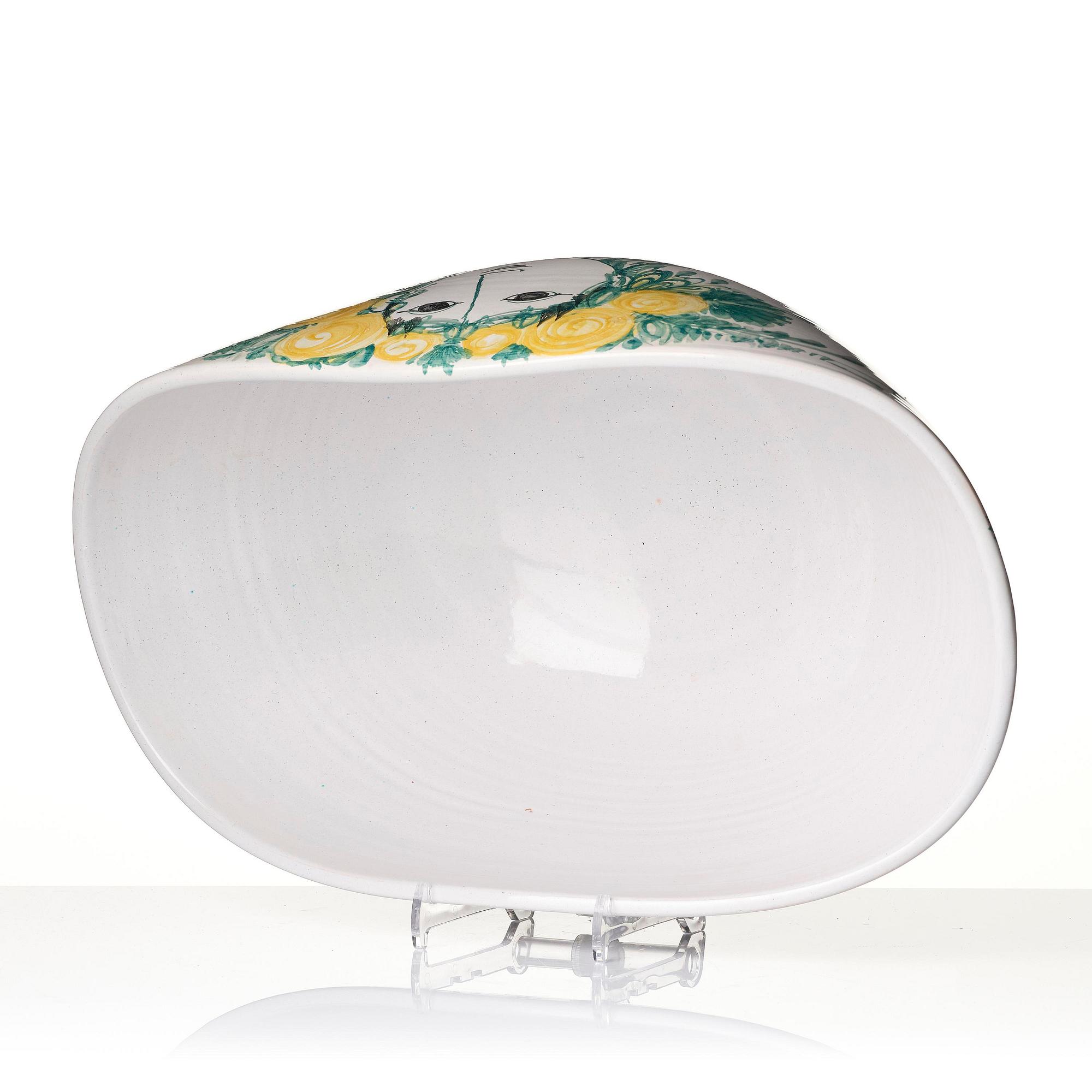 Björn Wiinblad, stor skål, glaserad keramik, Danmark, daterad 1977.