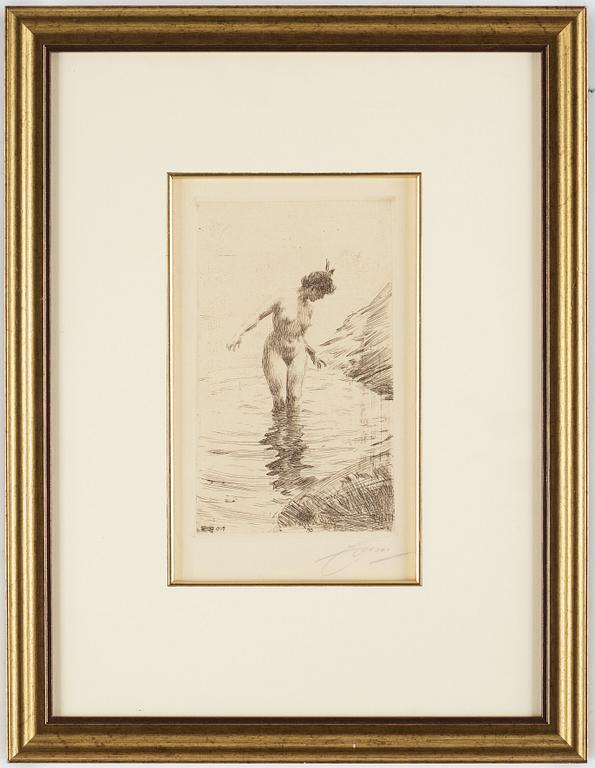 Anders Zorn, etching, 1907, signed in pencil.