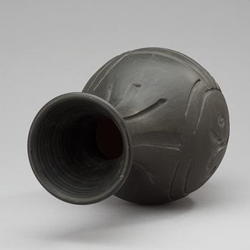 A Pablo Picasso faience vase,  "Vase gravé noir", Madoura Vallauris, France 1953.