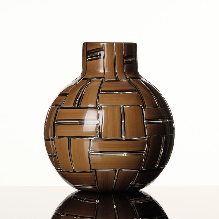 Ercole Barovier, a brown and black 'a tessese' vase, Barovier & Toso, Murano Italy, 1950s-1960s.