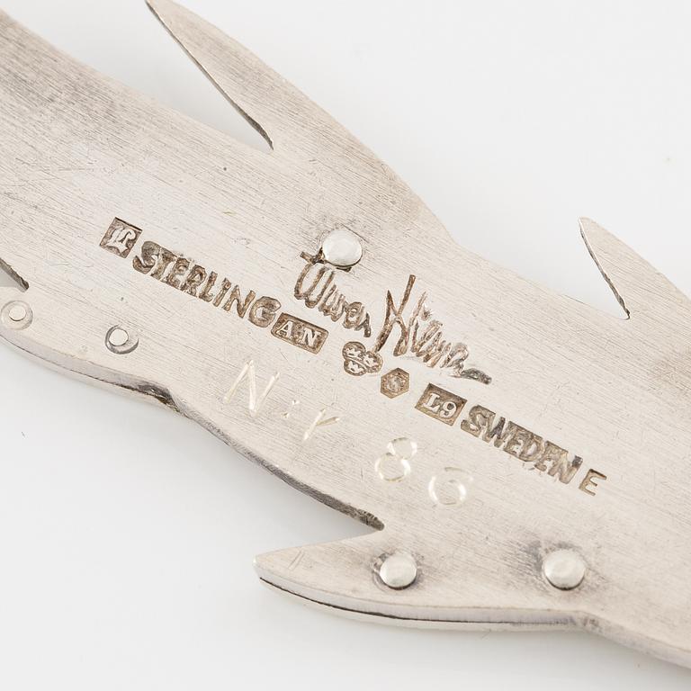 Wiwen Nilsson, a brooch, in the shape of a fish, silver, Lund 1961.