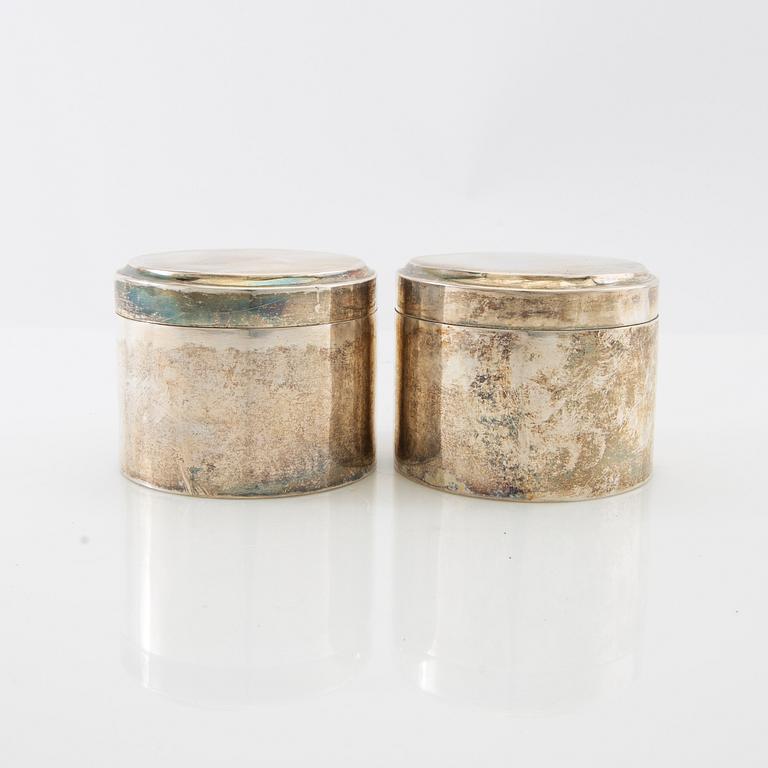 Pehr Zethelius, toilettedosor med lock ett par silver Stockholm 1774.