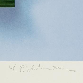 Yrjö Edelmann, färglitografi, 2001, signerad 86/375.
