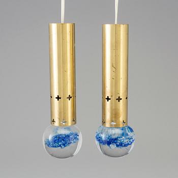 2 1970's brass ceiling lamps by Helmer Andersson.