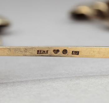 PARTI SKEDAR, silver delvis förgyllt, bland annat Gustaf Möllenborg, Stockholm, 1882. Total vikt ca 273g.