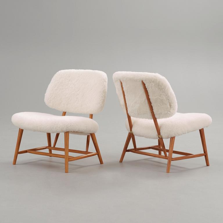 A pair of Alf Svensson 'TeVe' easy chairs, Studio, Ljungs Industrier, Sweden 1950's.