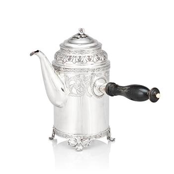 A Swedish late 18th century silver coffee pot, mark of Peter Pihl, Västervik 1798.