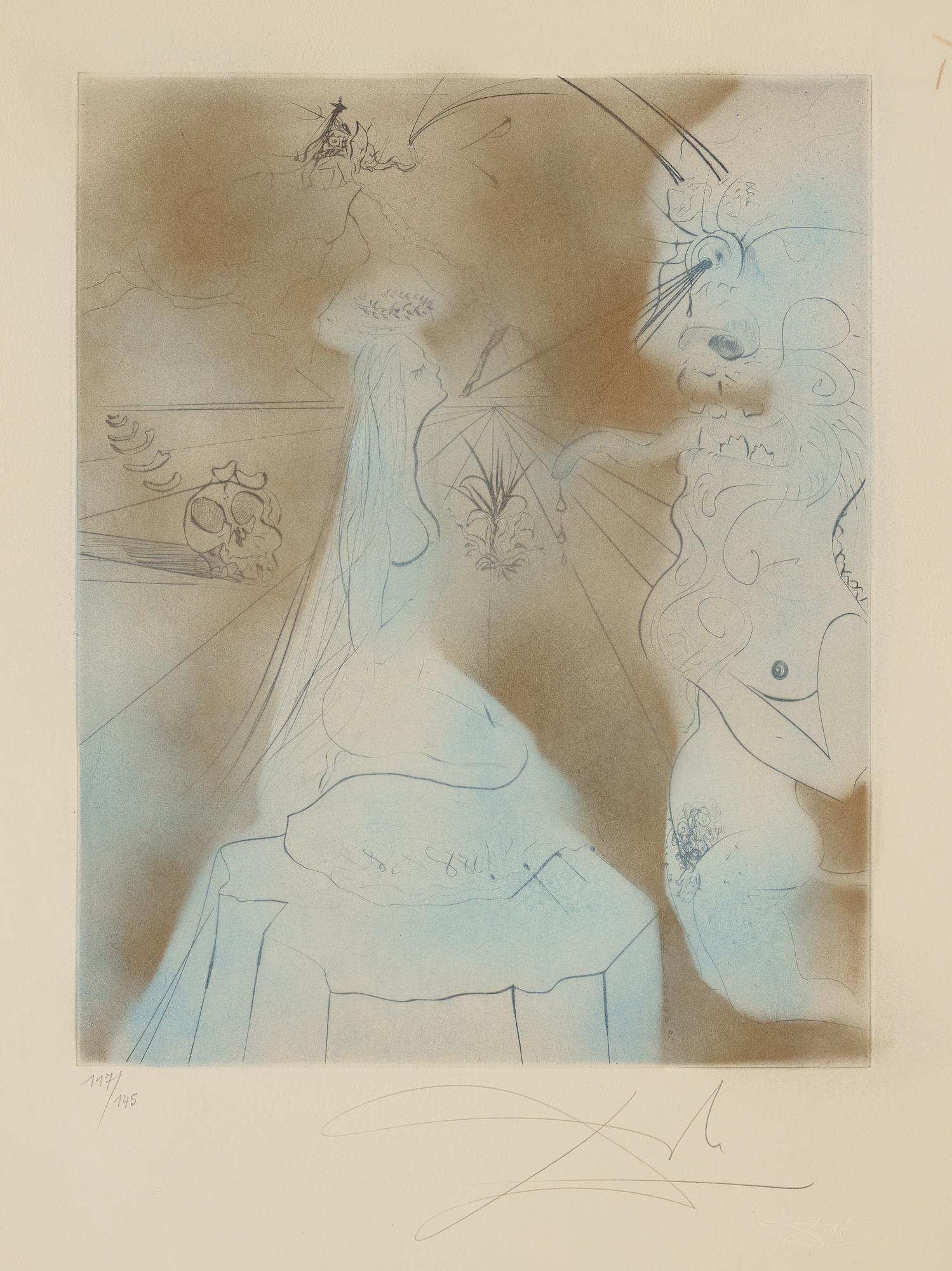 SALVADOR DALÍ, colour aquatint etching, signed in pencil and numbered 117/145.