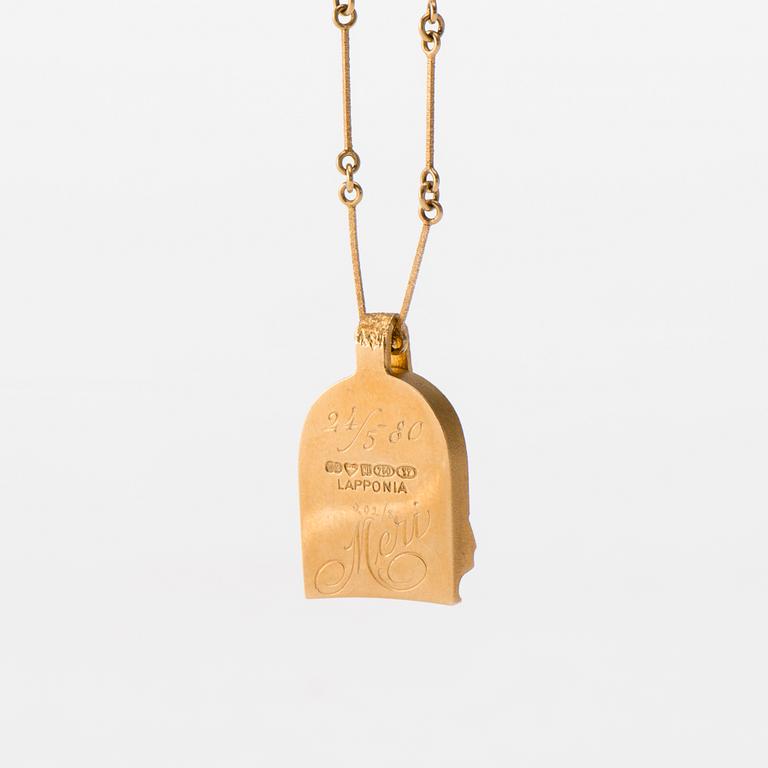 HÄNGSMYCKE, 14K guld, 8/8-slipad diamant, zoisit. Björn Weckström Lapponia 1976. Vikt 9,3 g.