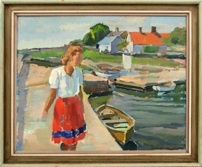 Henry Mayne, Fiskeläge på Österlen, motiv med dottern Birgit Rausing.