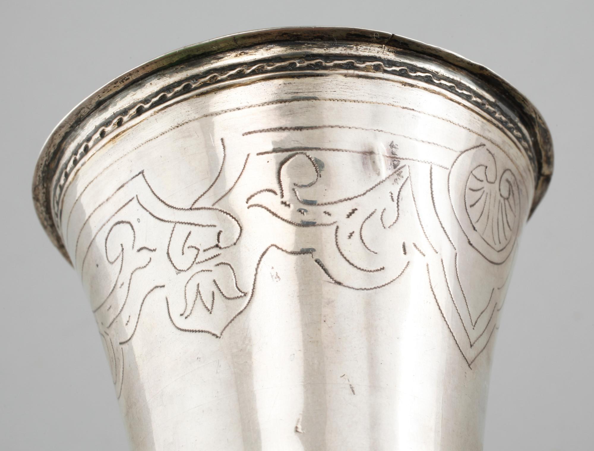 A silver cup by Petter Bergman (1739-1754 (1757)), Skänninge, weight 55 gram.