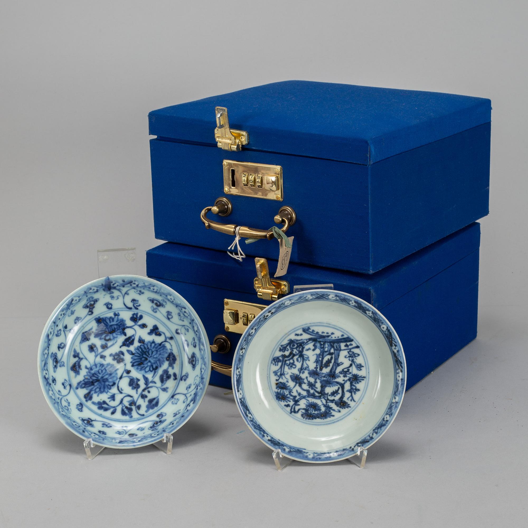 Two blue and white dishes, Ming dynasty (1368-1644).