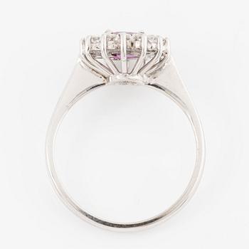 Ring, 18K white gold with ruby and octagon-cut diamonds.