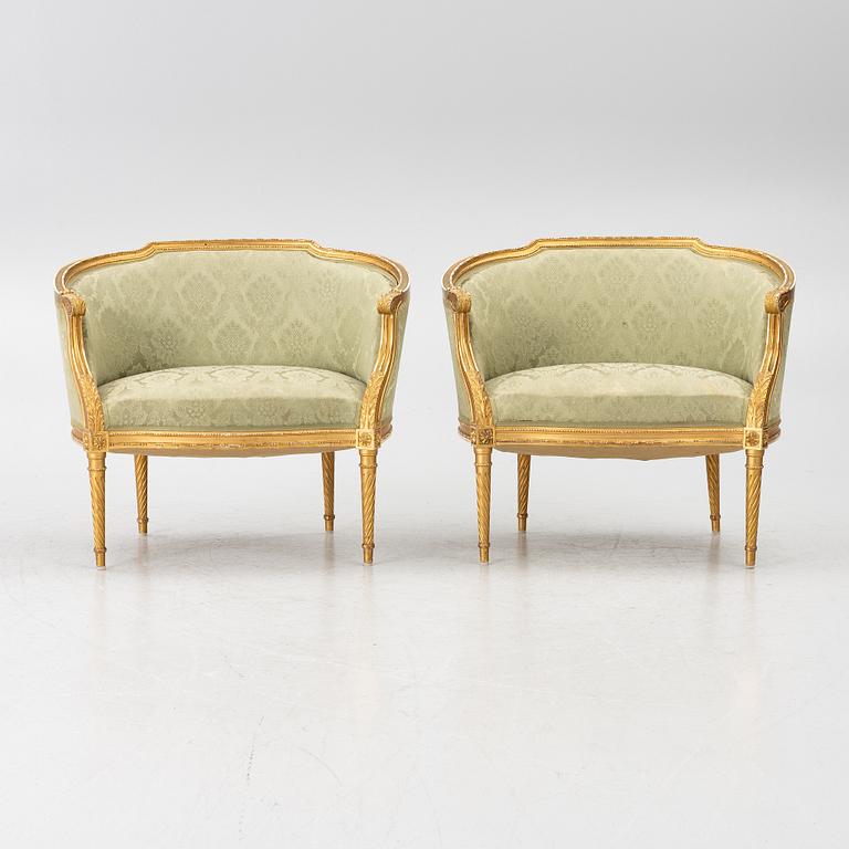 Fåtöljer ett par, Louis XVI-stil, 1900-tales början.