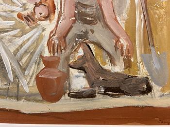 MASSIMO CAMPIGLI, blandteknik på papper, bär senare påförd signatur (okänd).