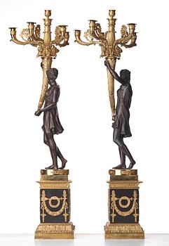 A pair of Empire-style six-light candelabra, circa 1900.