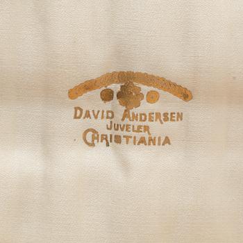 David Andersen, mockaskedar, 12 st, silver och emalj, Oslo, Norge, 1900-talets första hälft.