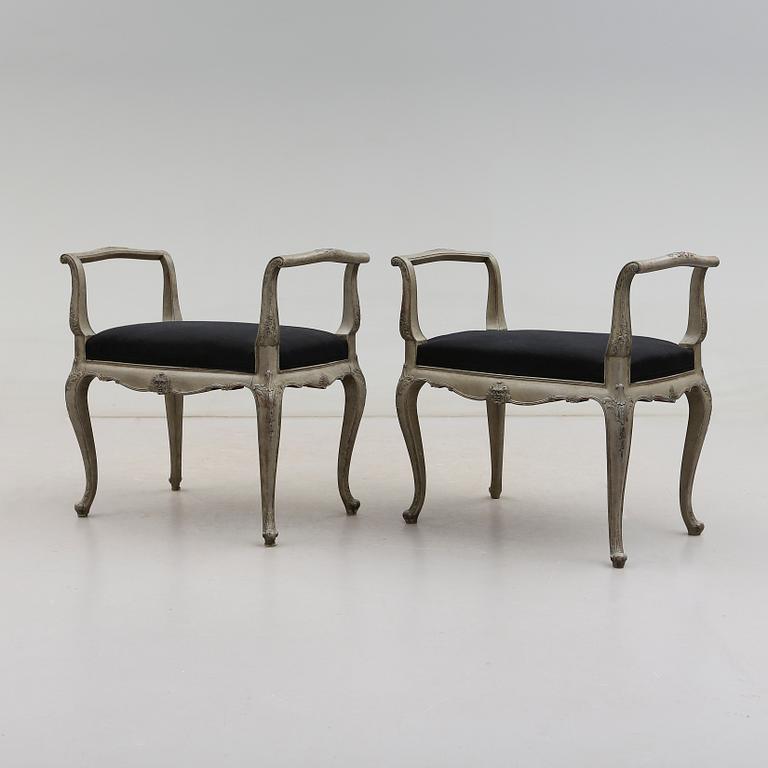 TABURETTER, 1 par, rokokostil, 1900-tal.
