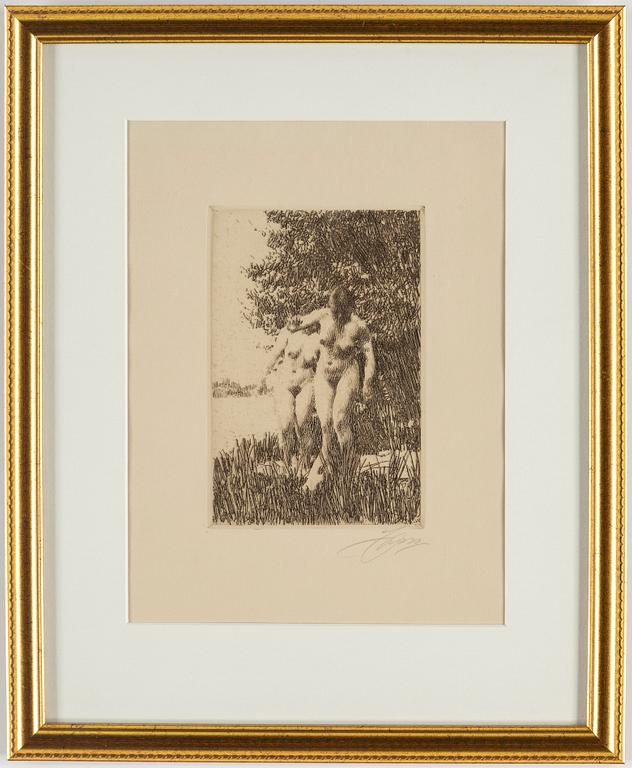 ANDERS ZORN, etsning, 1917, signerad med blyerts.