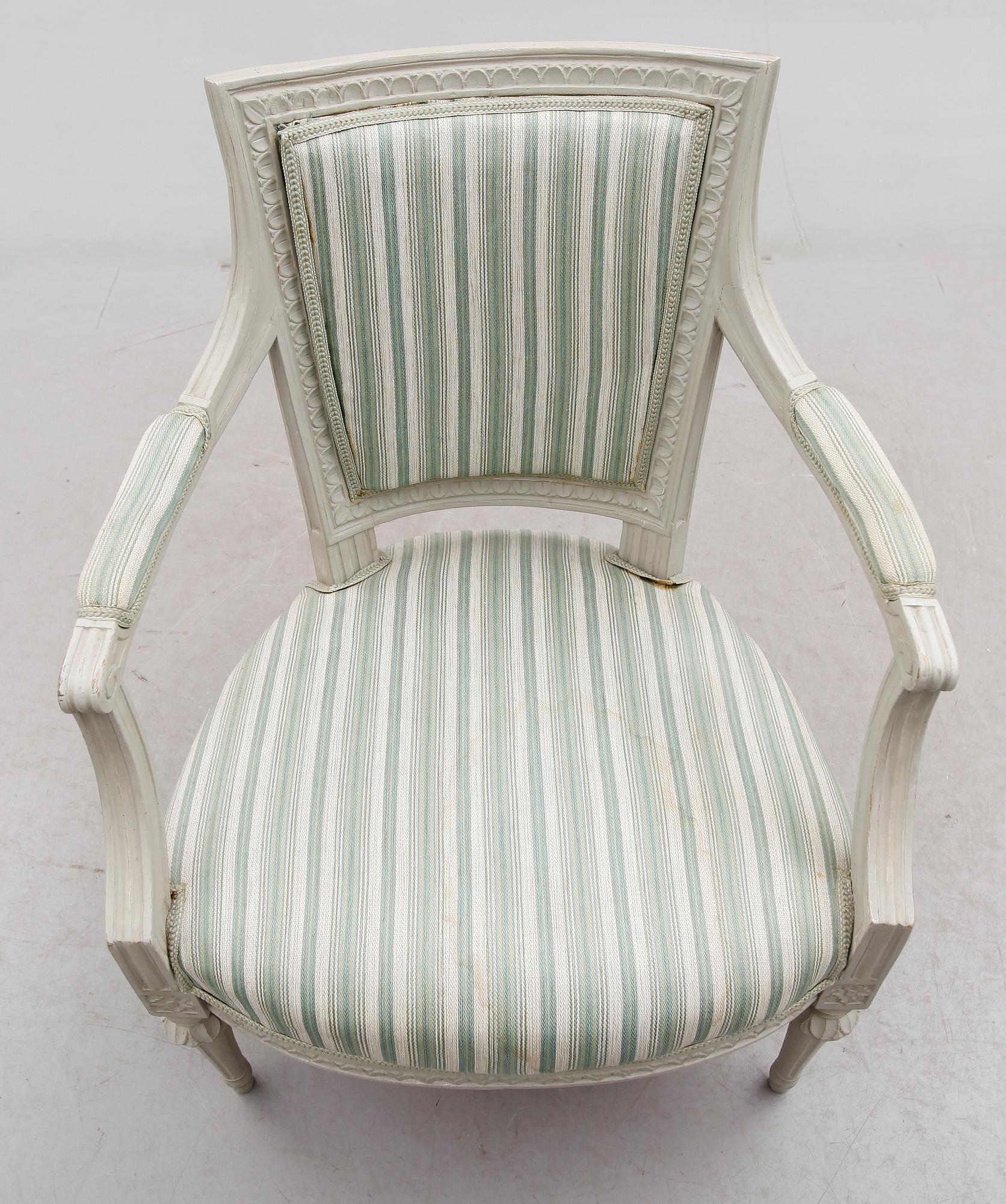 KARMSTOL, sengustavianskt Stockholmsarbete, otydligt signerad.