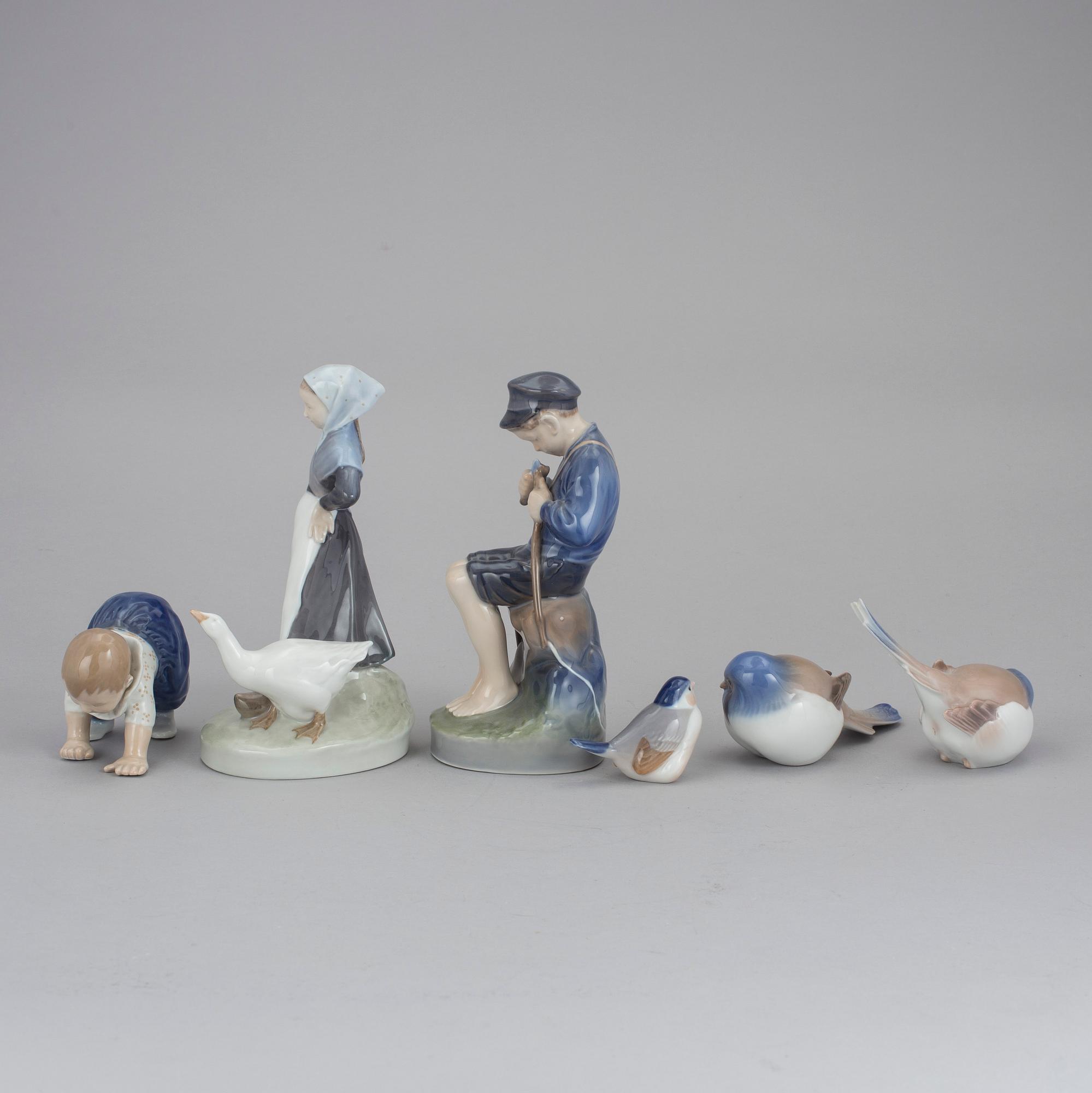 FIGURINER, 6 st, porslin, Royal Copenhagen och Bing & Gröndahl, Köpenhamn, Danmark.