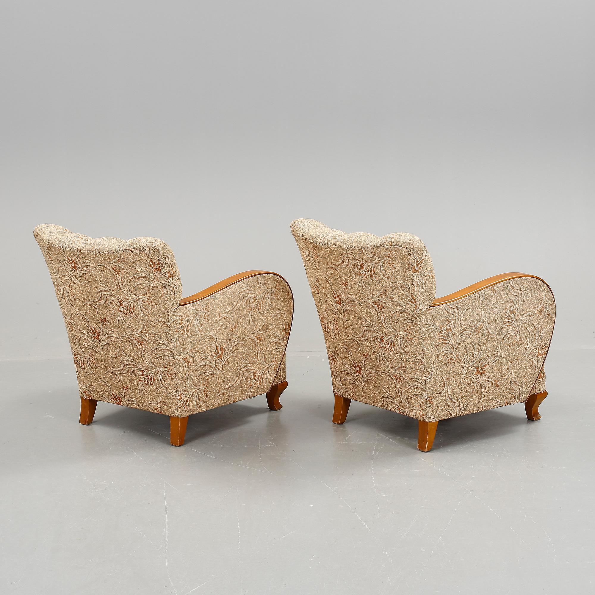 FÅTÖLJER, ett par, art déco, 1930/40-tal.