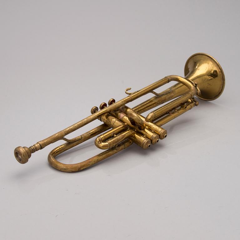 A mid-20th century Indiana Elkhart trumpet.