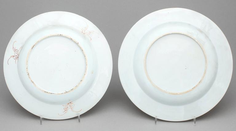 TALLRIKAR, 4 st, porslin, Qing dynastin, 1700-tal.